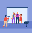 parents and kid standing together for family vector image