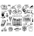 symbols sweden in vintage style retro sketch vector image