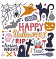 hand drawn halloween colorful doodles print vector image