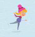 isolated cartoon girl skating on frozen surface vector image