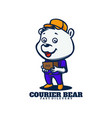 logo courier bear mascot cartoon style vector image