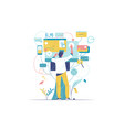 man using website on tree screen interface vector image