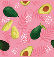 summer pattern with avocado flowers and leaves vector image vector image