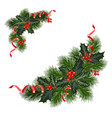 christmas decorations with holly and red berries vector image
