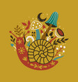 image of a snail among mushrooms vector image vector image