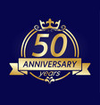50 year anniversary gold round frame with crown vector image