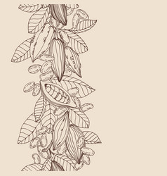 Vertical seamless pattern cocoa tree elements Vector Image