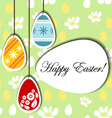 easter background with hanging eggs vector image vector image