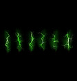 ground cracks with glow green lightning set vector image vector image