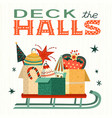 deck halls festive christmas ornaments vector image