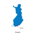detailed map of finland and capital city helsinki vector image