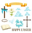 happy easter set of decorative objects religious vector image