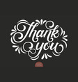 hand drawn lettering thank you with floral vector image vector image