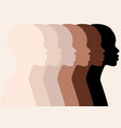 african women profile silhouettes skin colors vector image