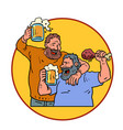 beer party oktoberfest men eat meat and drink vector image vector image