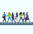 crossing road people crowd walking in city urban vector image