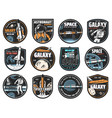 space icons astronaut in galaxy rocket vector image vector image