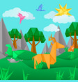 paper origami animals landscape application vector image vector image