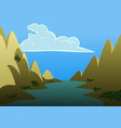 a landscape of river in the middle of two big vector image vector image