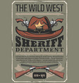 american wild west sheriff hat gun vector image vector image