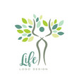 healthy life logo with abstract human silhouette vector image