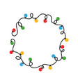 round frame tangled wire and christmas lights vector image