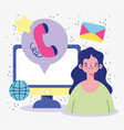 meeting online woman video call computer email vector image
