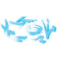 set of 3d blue arrows vector image vector image