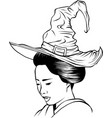 beautiful witch with long hair wearing traditional vector image