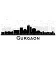 gurgaon india city skyline silhouette with black vector image