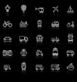 vehicle line icons with reflect on black vector image vector image
