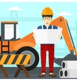 engineer holding a blueprint vector image