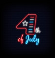 4th of july neon signs style text vector image