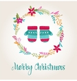 knitted mittens xmas background merry christmas vector image