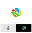 nature cloud logo design concept cloud with leaf vector image