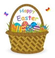 basket with easter eggs vector image vector image