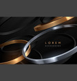 abstract black gold and silver rings background vector image vector image