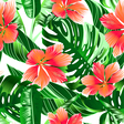 tropical orange and pink hibiscus flowers seamless vector image