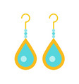 turquoise drop earring jewelry related icon flat vector image