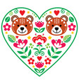 scandinavian heart with two bears in love design vector image