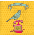 vintage telephone with a bird vector image vector image