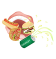 person eating unhealthy fast food vector image