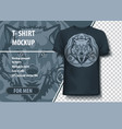 white wolf with a rose in mouth and tribal vector image