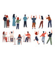 cheering people back pozitive excited characters vector image vector image