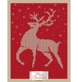 christmas greeting card with knitted reindeer vector image