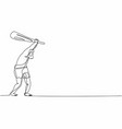 single continuous line drawing caveman holding vector image