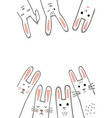happy easter banner frame with funny bunny faces vector image