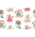 summer pattern with colorful watering cans vector image vector image