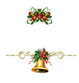 christmas holly brunches decoration vector image vector image