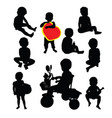happy funny kid silhouettes vector image vector image
